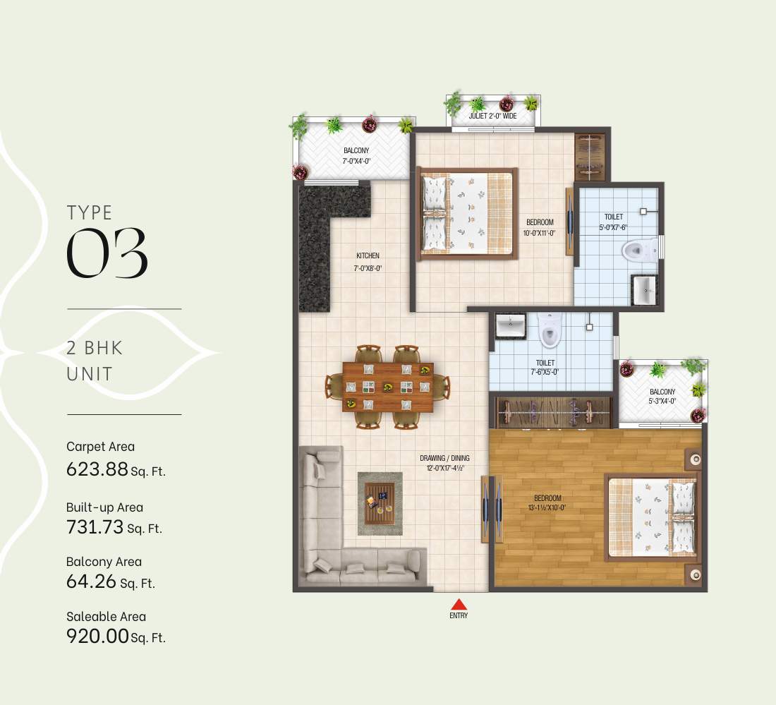 3 BHK Floor Plan