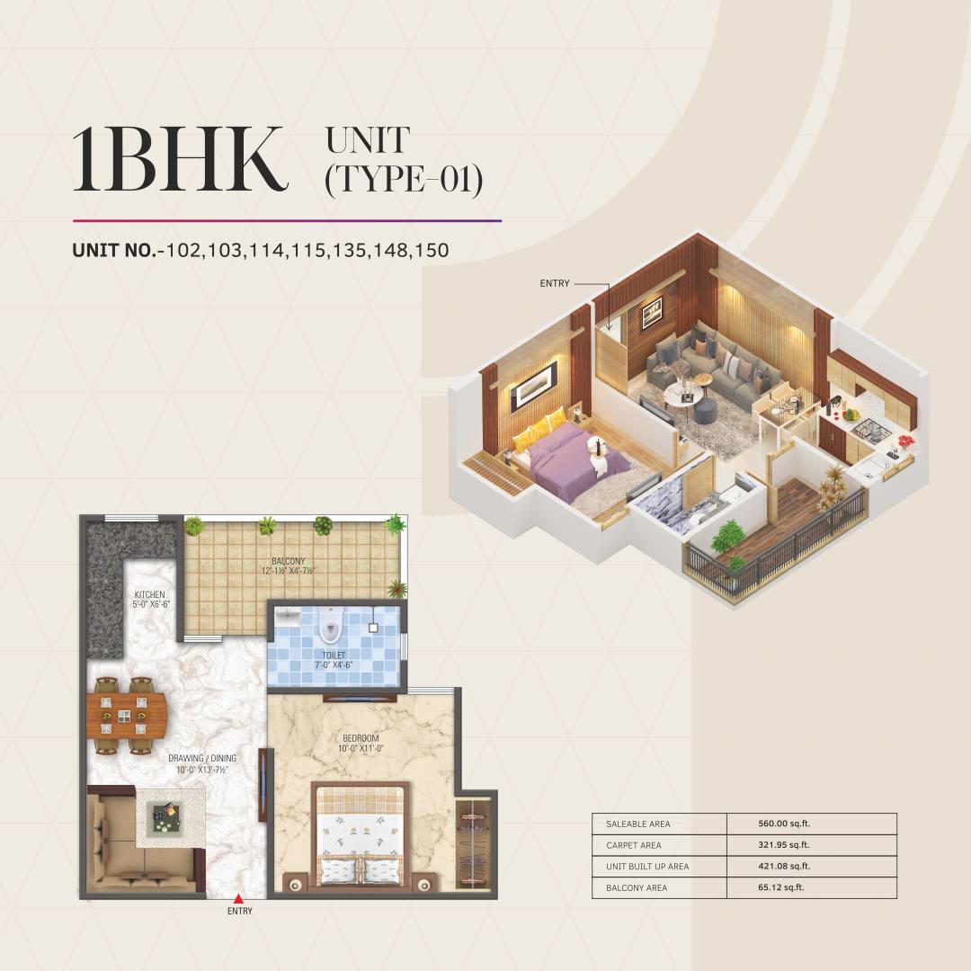 1 BHK Floor Plan